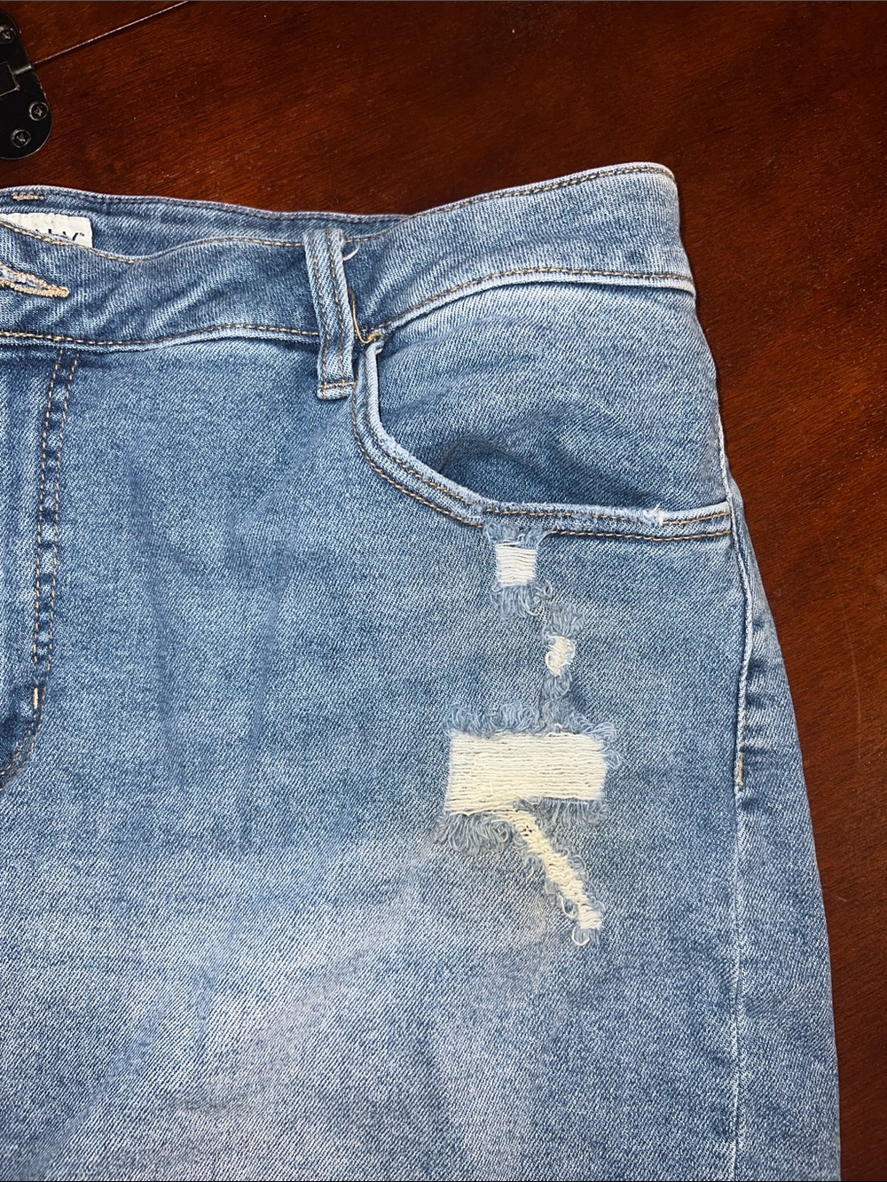 Ava & Viv Distressed Light Wash Denim Cutoff Shorts with stretch - Picture 3 of 6